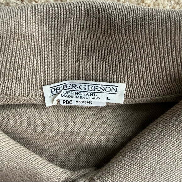 Peter Geeson Made in England Vintage Polo Shirt Size L Taupe Short Sleeve - Picture 2 of 7